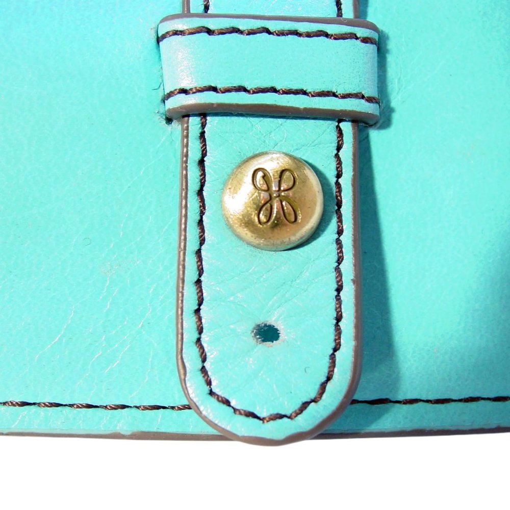 HOBO Alta $98 Aqua Leather Bi-Fold Clutch Organizer Wallet - Picture 9 of 10